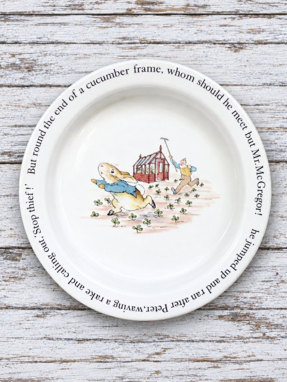 Wedgwood Beatrix Potter Peter Rabbit Bowl Running From Mr McGregor England